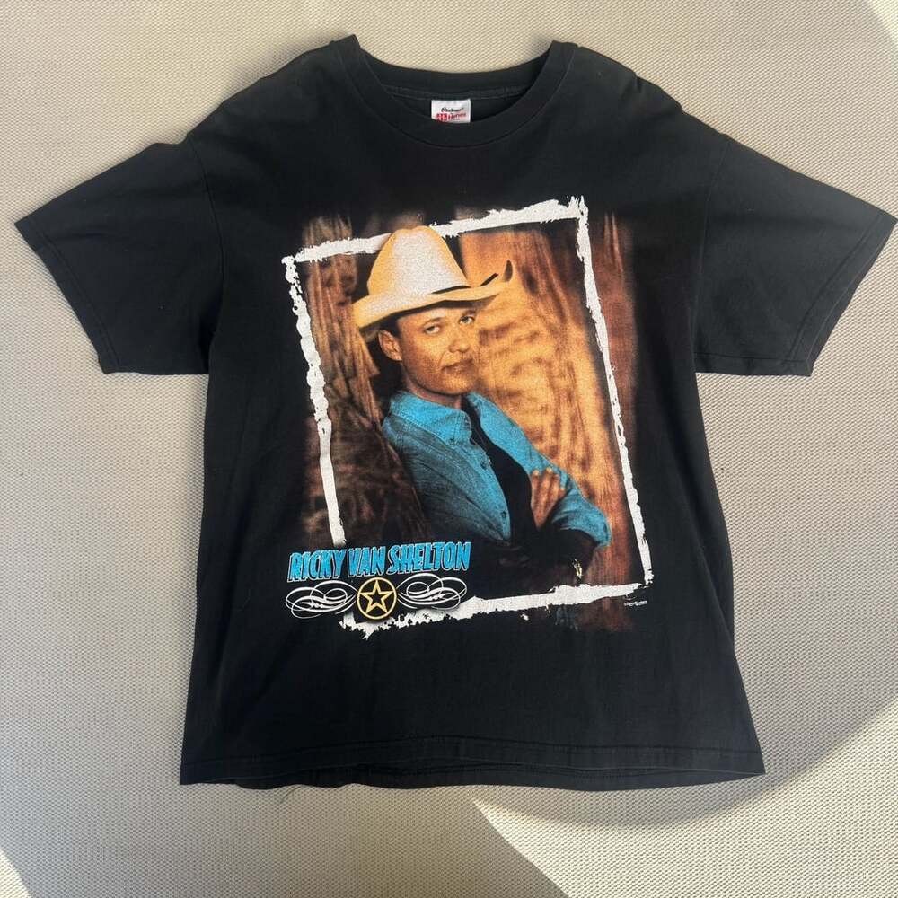 Hanes Ricky Van Shelton T-Shirt Black Graphic Tee